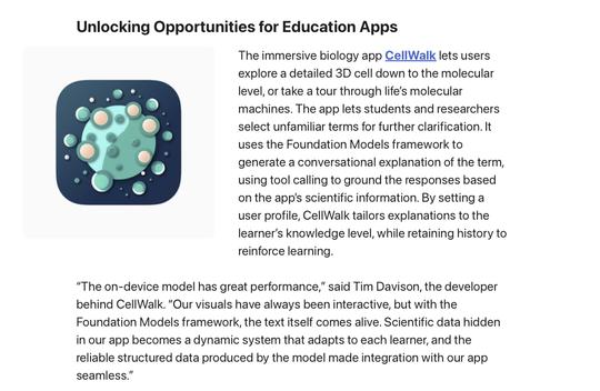 CellWalk featured by Apple Newsroom